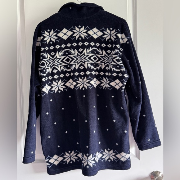 Ralph Lauren Fleece Blue and White Cowl Neck Sweater with Nordic Patterns - Picture 9 of 12